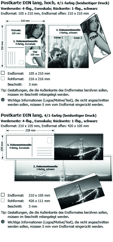 Postkarten DIN lang 4-Seiter im Offsetdruck